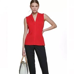 Calvin Klein Gathered V neck sleeveless top